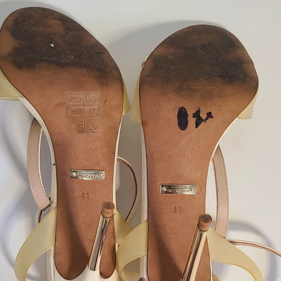 Marciano cream and pvc t strap cut-out leather heels size 41 - Picture 6 of 6